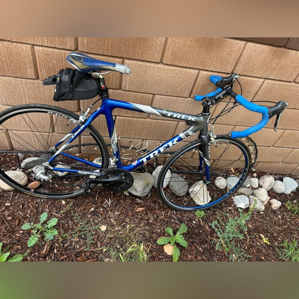 Trek Road Bike with Blue Accents